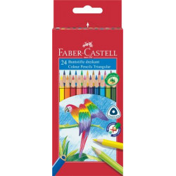 Színes ceruza készlet, háromszögletű, FABER-CASTELL "Papagáj", 24 különböző szín