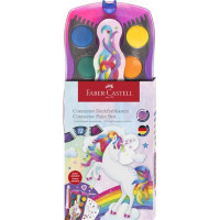 Vízfesték, 12 darabos, összeilleszthető, FABER-CASTELL "Unikornis"+1 tubus fehér tempera+unikornis matrica Vízfesték, 12 darabos, összeilleszthető, FABER-CASTELL "Unikornis"+1 tubus fehér tempera+unikornis matrica