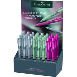 Golyóstoll display, 0,34 mm, nyomógombos, FABER-CASTELL "Poly Ball View Aurora", vegyes színek