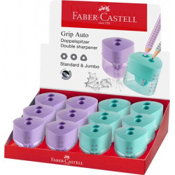 Hegyező display, kétlyukú, FABER-CASTELL, "Grip Auto", vegyes pasztell színek