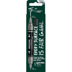 Dekormarker, 0,8/3,0 mm, kétvégű, tükörhatású, FABER-CASTELL "Multimark Mirror", króm