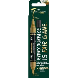 Dekormarker, 0,8/3,0 mm, kétvégű, tükörhatású, FABER-CASTELL "Multimark Mirror", arany