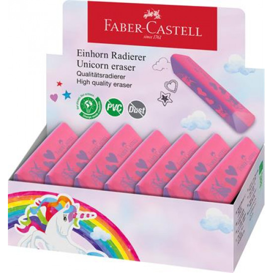 Radír display, háromszögletű, FABER-CASTELL, unikornis