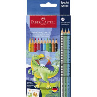 Színes ceruza készlet, háromszögletű, FABER-CASTELL "Grip Dinoszaurusz" 10+3 különböző szín Színes ceruza készlet, háromszögletű, FABER-CASTELL "Grip Dinoszaurusz" 10+3 különböző szín