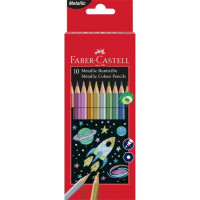 Színes ceruza készlet, hatszögletű, FABER-CASTELL, 10 különböző metál szín Színes ceruza készlet, hatszögletű, FABER-CASTELL, 10 különböző metál szín