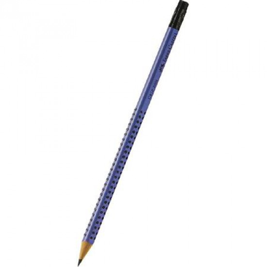 Grafitceruza, B, háromszögletű, radírral, FABER-CASTELL "Grip 2001", kék