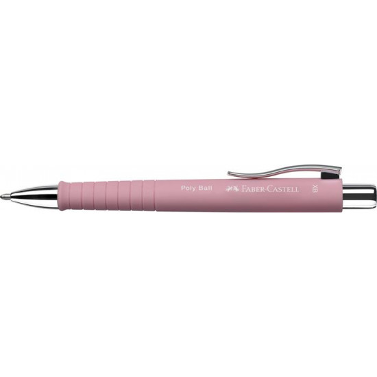 Golyóstoll, 0,5 mm,  nyomógombos, FABER-CASTELL "Poly Ball", rózsaszín