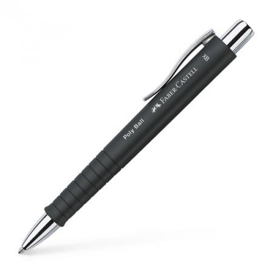 Golyóstoll, 0,5 mm,  nyomógombos, FABER-CASTELL "Poly Ball", fekete