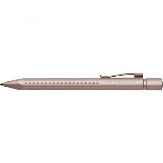 Golyóstoll, 0,7 mm,  nyomógombos, rózsaszín tolltest, FABER-CASTELL "Grip 2010-M", kék