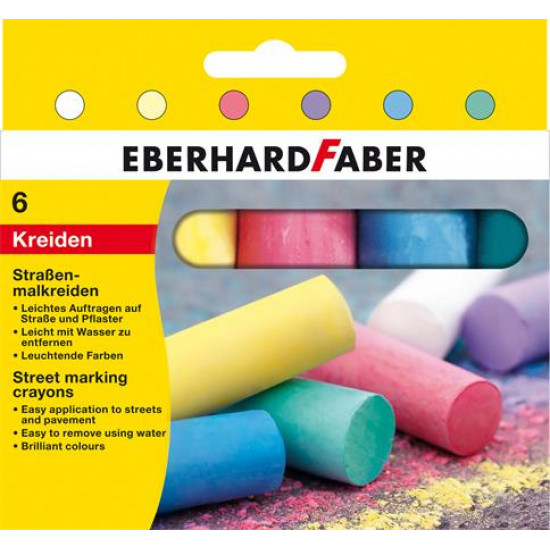 Aszfaltkréta, henger alakú, EBERHARD FABER, 6 különböző szín