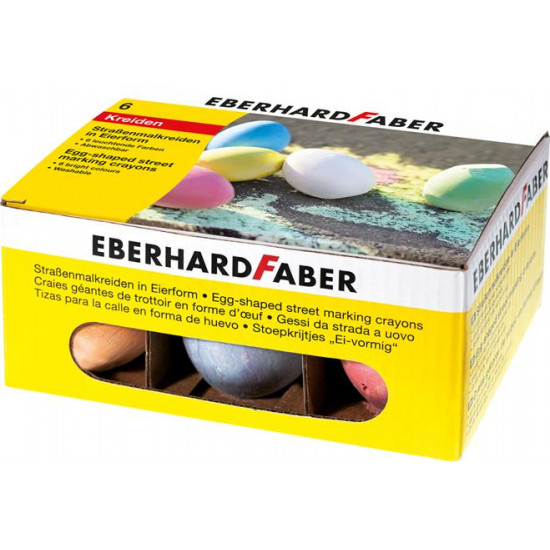Aszfaltkréta, tojás alakú, EBERHARD FABER, 6 különböző szín Aszfaltkréta, tojás alakú, EBERHARD FABER, 6 különböző szín