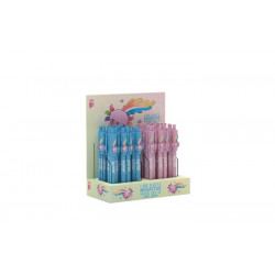 Golyóstoll display, 0,8 mm, nyomógombos, vegyes, ICO "Axolotl", kék