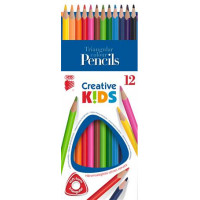 Színes ceruza készlet, háromszögletű, ICO "Creative kids", 12 különböző szín Színes ceruza készlet, háromszögletű, ICO "Creative kids", 12 különböző szín