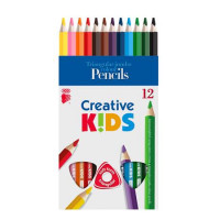Színes ceruza készlet, háromszögletű, vastag, ICO "Creative kids", 12 különböző szín Színes ceruza készlet, háromszögletű, vastag, ICO "Creative kids", 12 különböző szín