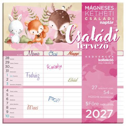 Falinaptár, mágneses, kétheti, 22x22 cm, LIZZYCALENDAR "Családi tervező"
