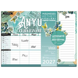 Falinaptár, mágneses, kétheti, jegyzettömbbel, 22x30 cm, LIZZYCALENDAR "Anyu tervezője Scrapbook Style"