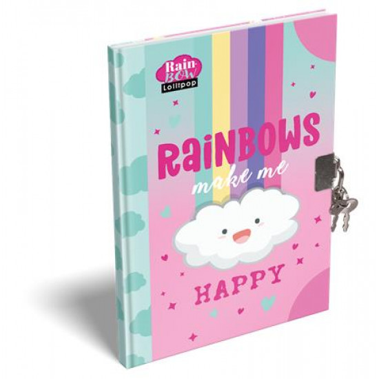 Emlékkönyv, lakattal, A5, keményfedeles, LIZZYSULI, "Lollipop Rainbow"
