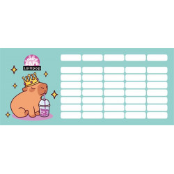 Órarend, tolltartóhoz, kétoldalas, LIZZYSULI, "Lollipop Capybara"