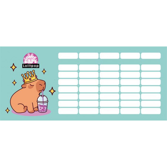 Órarend, tolltartóhoz, kétoldalas, LIZZYSULI, "Lollipop Capybara"