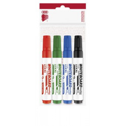 Tábla- és flipchart marker készlet, 1-4 mm, vágott, ICO "Plan 12 XXL", 4 különböző szín