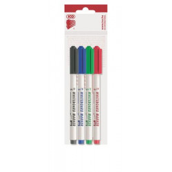 Tábla- és flipchart marker készlet, 1-1,5 mm, kúpos, ICO "Slim M", 4 különböző szín