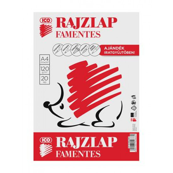 Rajzlap, famentes, A4, 120 g/m2, ICO "Süni"