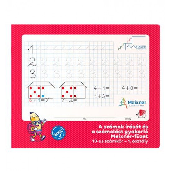 Füzet, tűzött, négyzethálós, 245x295 mm, fekvő, 32 lap, 1. osztály, ICO "Süni Meixner", előnyomott