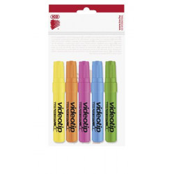 Szövegkiemelő készlet, 1-4 mm, ICO "Videotip", 5 különböző szín