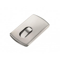 Névjegykártya tartó tárca, fém, 12 db-os, TROIKA "Slide"