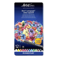 Akvarell színes ceruza készlet, hatszögletű, fémdobozos, STAEDTLER "Mars® Lumograph® 104", 12 különböző szín Akvarell színes ceruza készlet, hatszögletű, fémdobozos, STAEDTLER "Mars® Lumograph® 104", 12 különböző szín