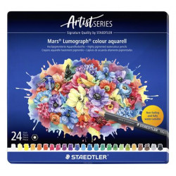Akvarell színes ceruza készlet, hatszögletű, fémdobozos, STAEDTLER "Mars® Lumograph® 104", 24 különböző szín