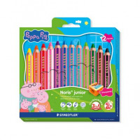 Színes ceruza készlet, hatszögletű, jumbo, STAEDTLER „Noris® junior 140", Peppa malac, 12 szín Színes ceruza készlet, hatszögletű, jumbo, STAEDTLER „Noris® junior 140", Peppa malac, 12 szín