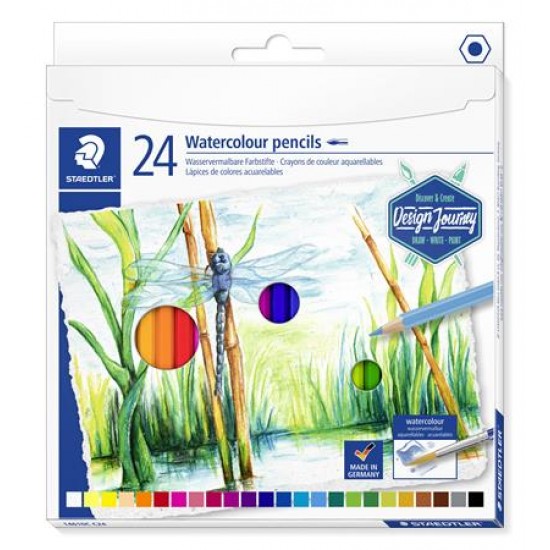 Akvarell ceruza készlet, hatszögletű, STAEDTLER "Design Journey", 24 különböző szín