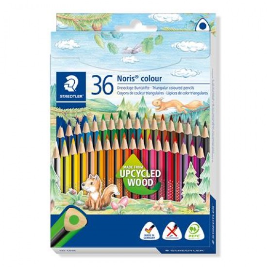 Színes ceruza készlet, háromszögletű, STAEDTLER "Noris Colour", 36 különböző szín