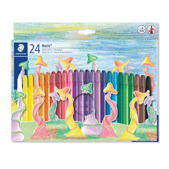 Zsírkréta, kitekerhető, STAEDTLER "Noris® 221", 24 különböző szín