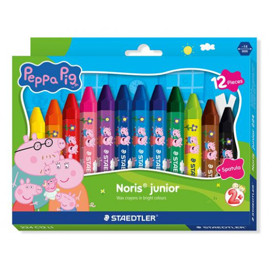 Zsírkréta, hatszögletű, jumbo, STAEDTLER „Noris® junior 224”, Peppa malac, 12 szín