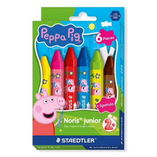 Zsírkréta, hatszögletű, jumbo, STAEDTLER „Noris® junior 224”, Peppa malac, 6 szín