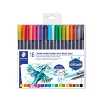 Ecsetirón készlet, 0,5-0,8/1,0-6,0 mm, kétvégű, STAEDTLER "Marsgraphic Duo", 18  szín