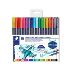 Ecsetirón készlet, 0,5-0,8/1,0-6,0 mm, kétvégű, STAEDTLER "Marsgraphic Duo", 18  szín Ecsetirón készlet, 0,5-0,8/1,0-6,0 mm, kétvégű, STAEDTLER "Marsgraphic Duo", 18  szín
