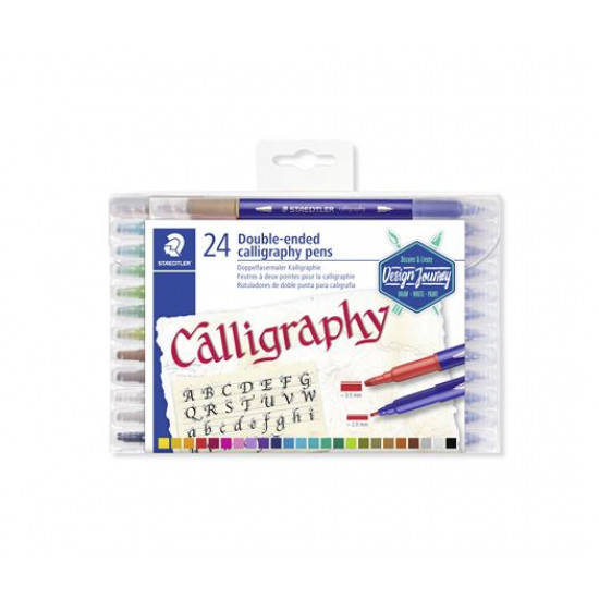 Kalligrafikus marker készlet, 2,0/3,5 mm, kétvégű, STAEDTLER "Calligraph Duo", 24 szín