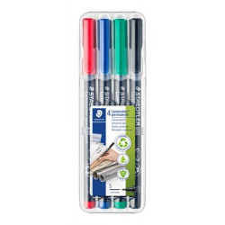 Alkoholos marker készlet, OHP, 0,4 mm, STAEDTLER "Lumocolor 313 S", 4 különböző szín