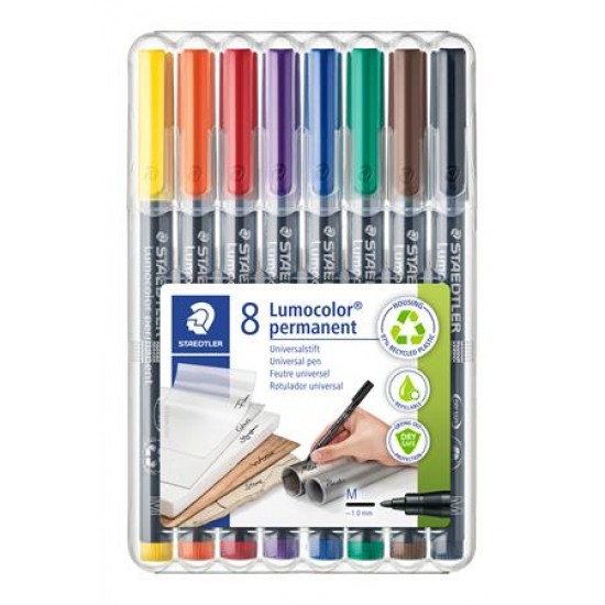 Alkoholos marker készlet, OHP, 1 mm, STAEDTLER "Lumocolor 317 M", 8 különböző szín