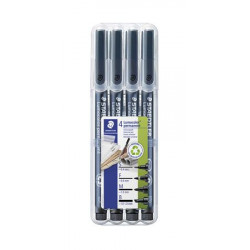 Alkoholos marker készlet, OHP, STAEDTLER "Lumocolor® 31", 4 különböző vonalvastagság, fekete