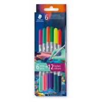 Rostirón készlet, 1/3 mm, kétvégű, kimosható, STAEDTLER® "3280", Multiverzum 1, 6 különböző szín Rostirón készlet, 1/3 mm, kétvégű, kimosható, STAEDTLER® "3280", Multiverzum 1, 6 különböző szín