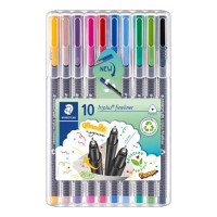 Tűfilc készlet, 0,3 mm, STAEDTLER "Triplus Box", 10 különböző szín