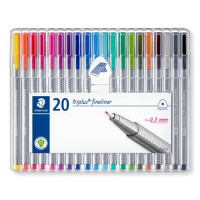 Tűfilc készlet, 0,3 mm, STAEDTLER "Triplus Box", 20 különböző szín Tűfilc készlet, 0,3 mm, STAEDTLER "Triplus Box", 20 különböző szín