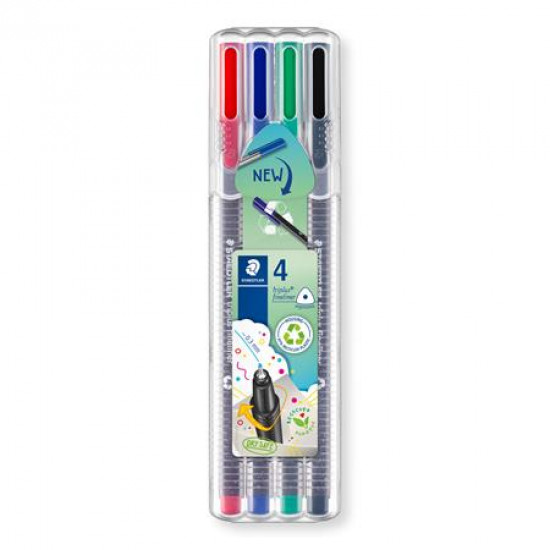 Tűfilc készlet, 0,3 mm, STAEDTLER "Triplus Box", 4 különböző szín