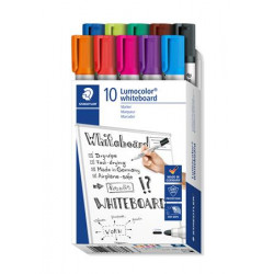 Táblamarker készlet, 2 mm, kúpos, STAEDTLER "Lumocolor 351", 10 különböző szín Táblamarker készlet, 2 mm, kúpos, STAEDTLER "Lumocolor 351", 10 különböző szín