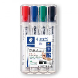 Táblamarker készlet, 2-5 mm, vágott, STAEDTLER "Lumocolor 351 B", 4 különböző szín Táblamarker készlet, 2-5 mm, vágott, STAEDTLER "Lumocolor 351 B", 4 különböző szín