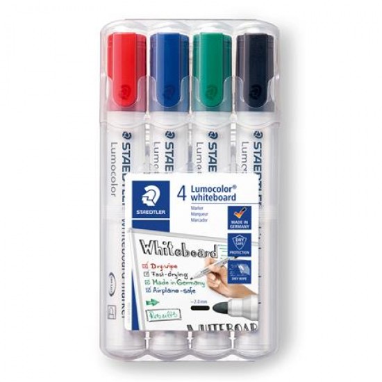 Táblamarker készlet, 2 mm, kúpos, STAEDTLER "Lumocolor 351", 4 különböző szín